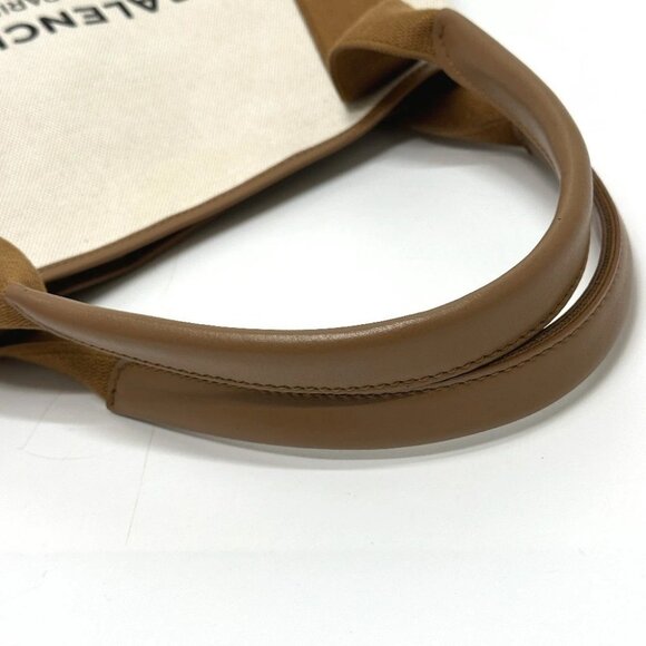 BALENCIAGA 339936 Navy Kabas M bag shawl Tote Bag Canvas/Leather Beige/Brown - Picture 6 of 15